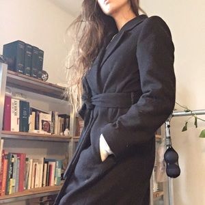 H&M Jackets & Coats - Long black belted coat H&M Jackets & Coats - Long black belted coat